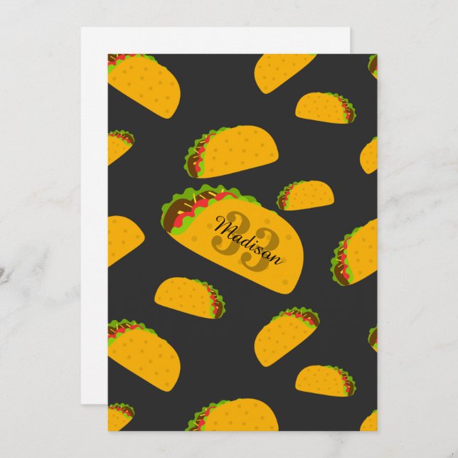 Cool and fun yummy taco pattern Monogram Invite (Front/Back)