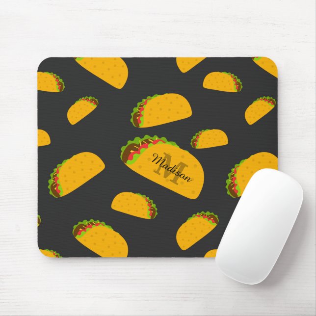 Cool and fun yummy taco pattern Monogram Mouse Mat (With Mouse)
