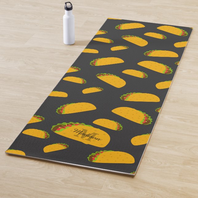 Cool and fun yummy taco pattern Monogram Yoga Mat (In Situ)