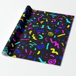 Cool and Funky Vintage 80s Inspired Geometric Wrapping Paper