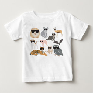 Cool and Funny Animals Wearing Sunglasses Baby T-Shirt