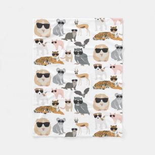 Cool and Funny Animals Wearing Sunglasses Fleece Blanket