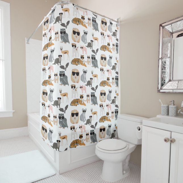 Cool and Funny Animals Wearing Sunglasses Shower Curtain (In Situ)