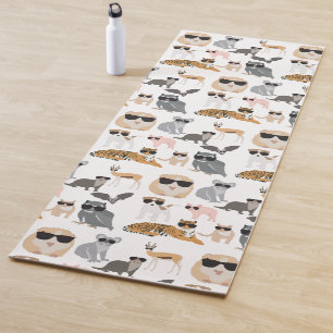 Cool and Funny Animals Wearing Sunglasses Yoga Mat