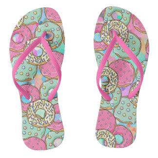 Cool and funny doughnut pattern flip flops