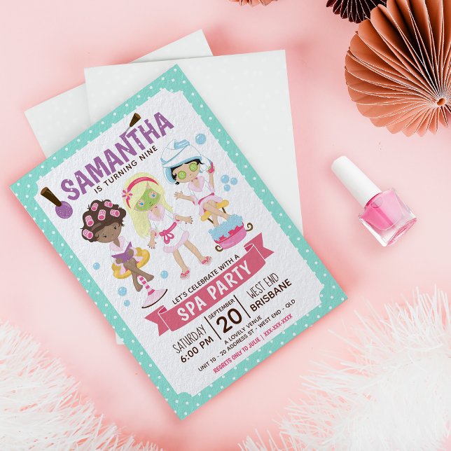 Cool and Girly Spa Party Invitation (Get ready to slay and unwind at our fabulous Spa Birthday Party invitation!)