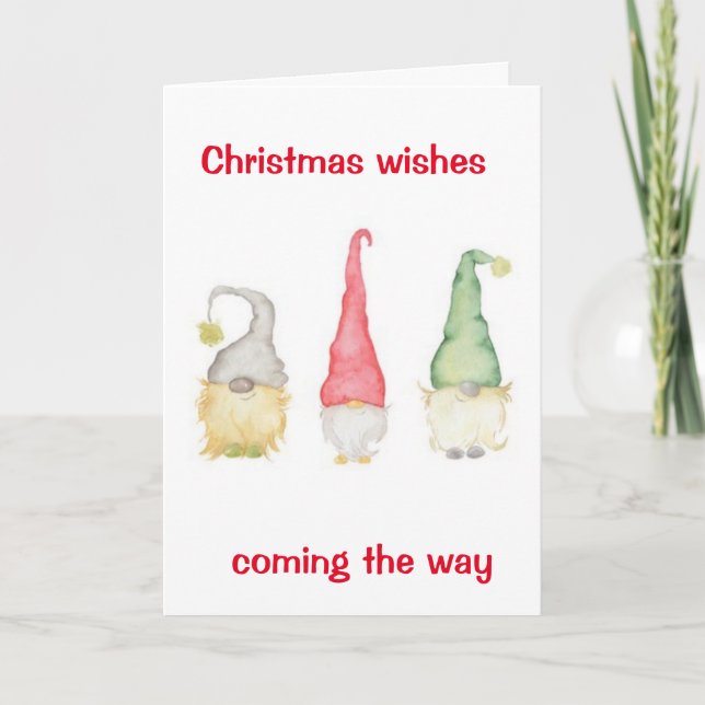 COOL AND MERRY GNOMES COMING YOUR WAY HOLIDAY CARD (Front)