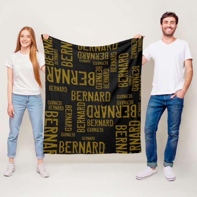 Cool and Modern Typography Pattern of Names Black Fleece Blanket (In Situ)