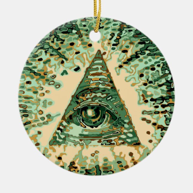 Cool and Unique Camouflage Illuminati Ceramic Tree Decoration (Front)