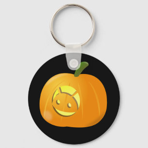 Cool Android Pumpkin Halloween Button Keychain