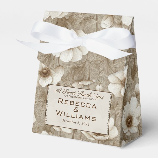 Cool Anemones Aesthetic Winter Wedding Favour Box (Front Side)