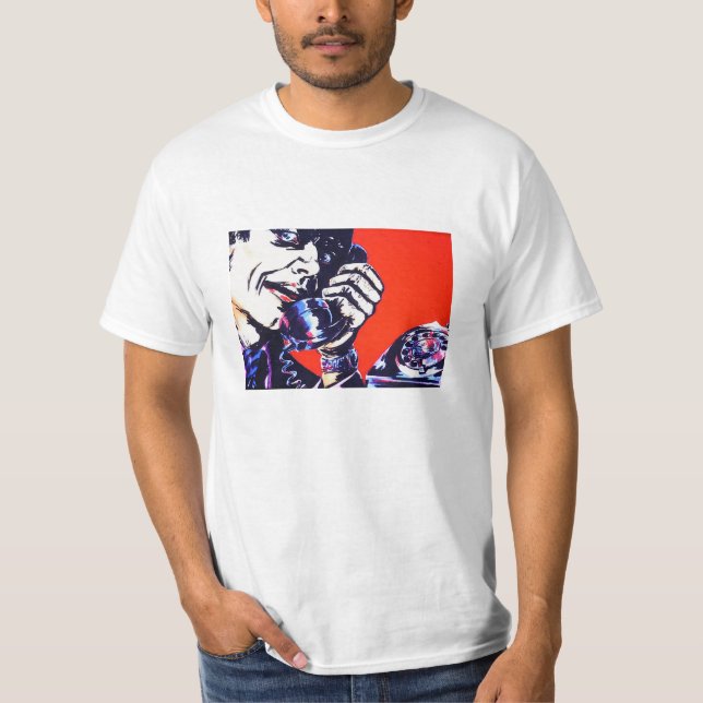 Cool Angry 1970's Retro Phone Man T-Shirt (Front)
