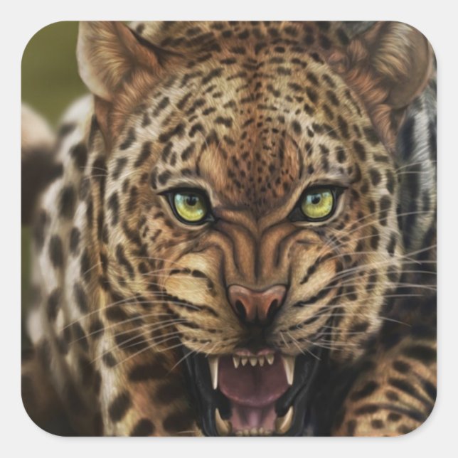 cool angry leopard stickers (Front)