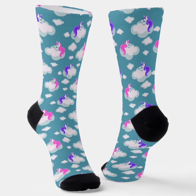 Cool Animal Pattern - Comic Unicorn 3 Socks (Angled)