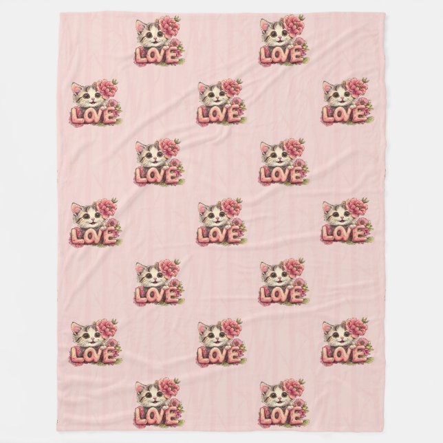 Cool Animal Pattern - Cute Cats 6 Fleece Blanket (Front)