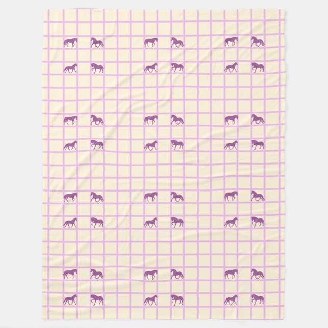 Cool Animal Pattern - Grid Shapes Horses 3 Fleece Blanket (Front)