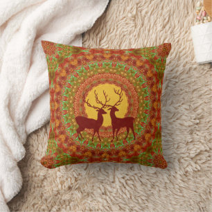 Cool Animal Pattern - Mandala Deers 1 Cushion
