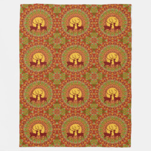Cool Animal Pattern - Mandala Deers 1 Fleece Blanket