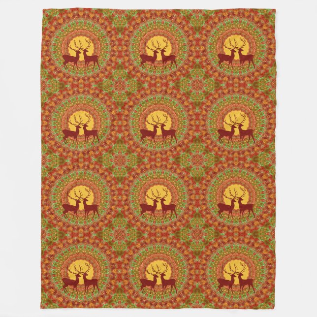 Cool Animal Pattern - Mandala Deers 1 Fleece Blanket (Front)