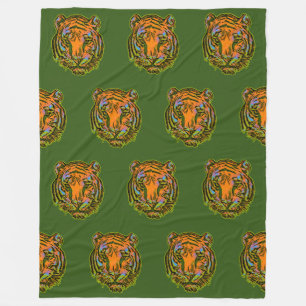 Cool Animal Pattern - Tiger Head 1 Fleece Blanket