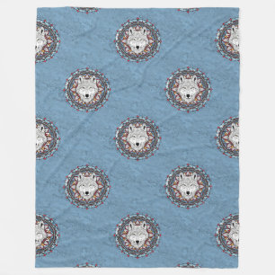 Cool Animal Pattern - Wolf Head Mandala 2 Fleece Blanket