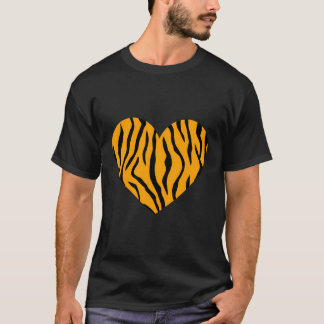 Cool Animal Tiger Print Heart T-Shirt