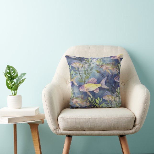 Cool Animal Watercolor Pattern - Fish 1 Cushion (Chair)