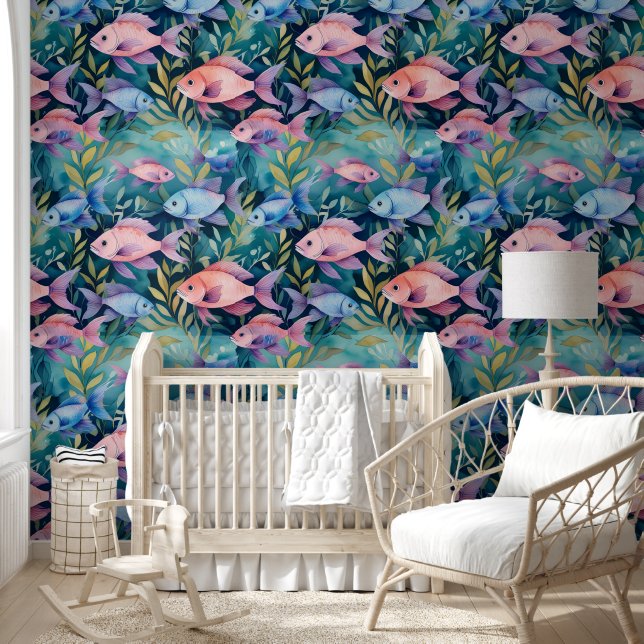 Cool Animal Watercolor Pattern - Fish 3 Wallpaper (Kids)