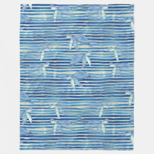 Cool Animal Watercolor Pattern - Sea Turtle 1 Fleece Blanket