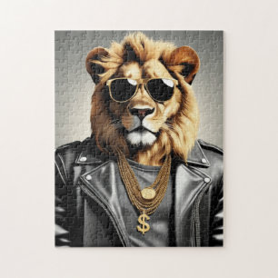 Cool Animal With Sunglasses And A Leather Jacket Jigsaw Puzzle