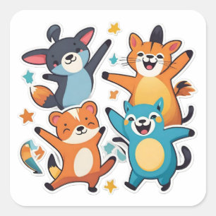 Cool animals square sticker