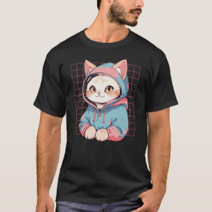 Cool Anime Cat Cute Japanese Cartoon Style Graphic T-Shirt