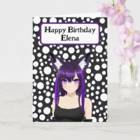 Cool Anime Girl with Purple Hair and Eyes Birthday