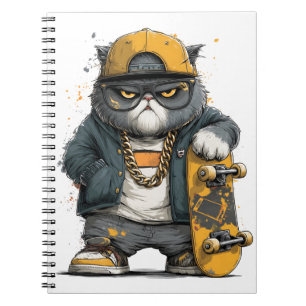Cool Anthropomorphic Cat in Hip Hop Attire Notebook
