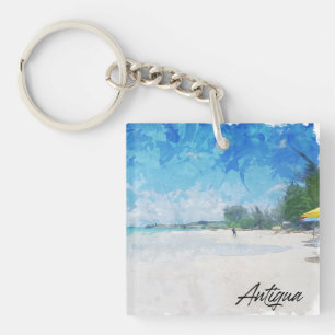Cool Antigua Caribbean Island Panorama View Key Ring