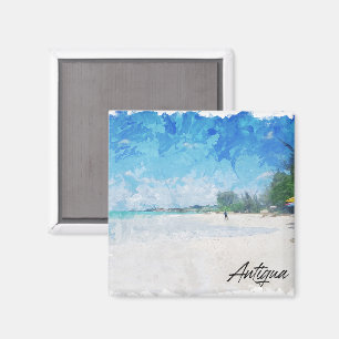 Cool Antigua Caribbean Island Panorama View Magnet