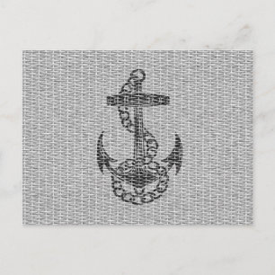 Cool antique black anchor painted postcard