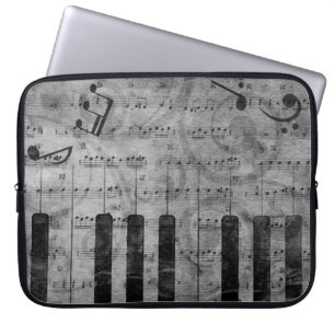 Cool antique grunge effect piano music notes laptop sleeve