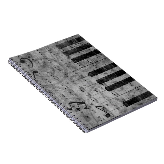 Cool antique grunge effect piano music notes notebook (Right Side)