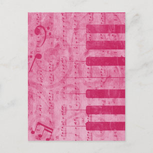 Cool antique grunge effect piano music notes postcard
