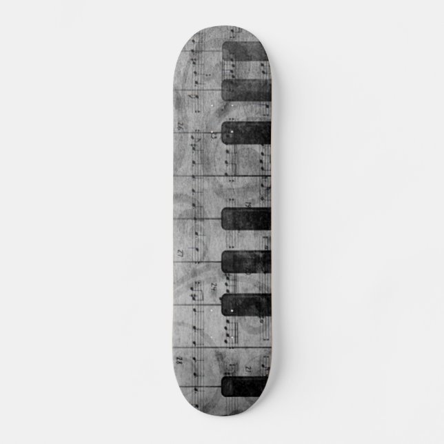 Cool antique grunge effect piano music notes skateboard (Front)