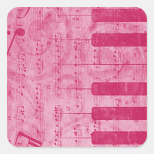 Cool antique grunge effect piano music notes square sticker