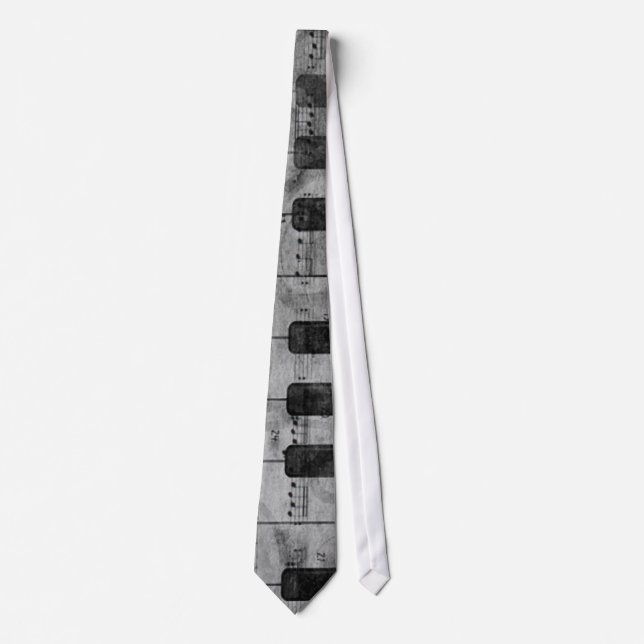 Cool antique grunge effect piano music notes tie (Front)