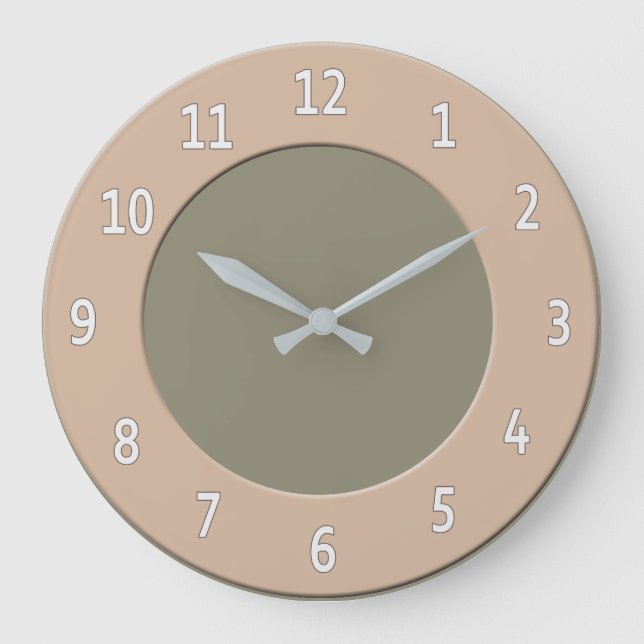Cool any Colour White Digits on Latte Frame Large Clock (Front)