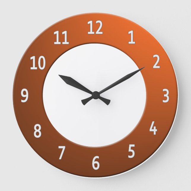 Cool any Colour White Digits on Orange Frame Large Clock (Front)