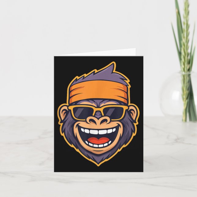 Cool Ape Gorilla Head Funky Monkey Retro Bandanna  Card (Front)