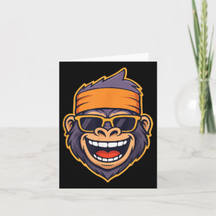 Cool Ape Gorilla Head Funky Monkey Retro Bandanna Card