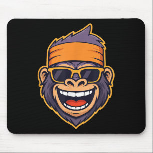 Cool Ape Gorilla Head Funky Monkey Retro Bandanna  Mouse Mat
