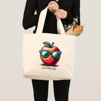 Cool Apple-Retro Pop Art Large Tote Bag