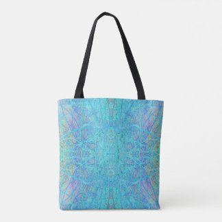 Cool Aqua Blue Abstract Branch Pattern Tote Bag